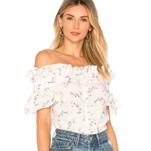 Rebecca Taylor Off the Shoulder Floral Top